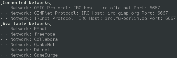 Screenshot of Smuxi 0.8.10 showing network command
